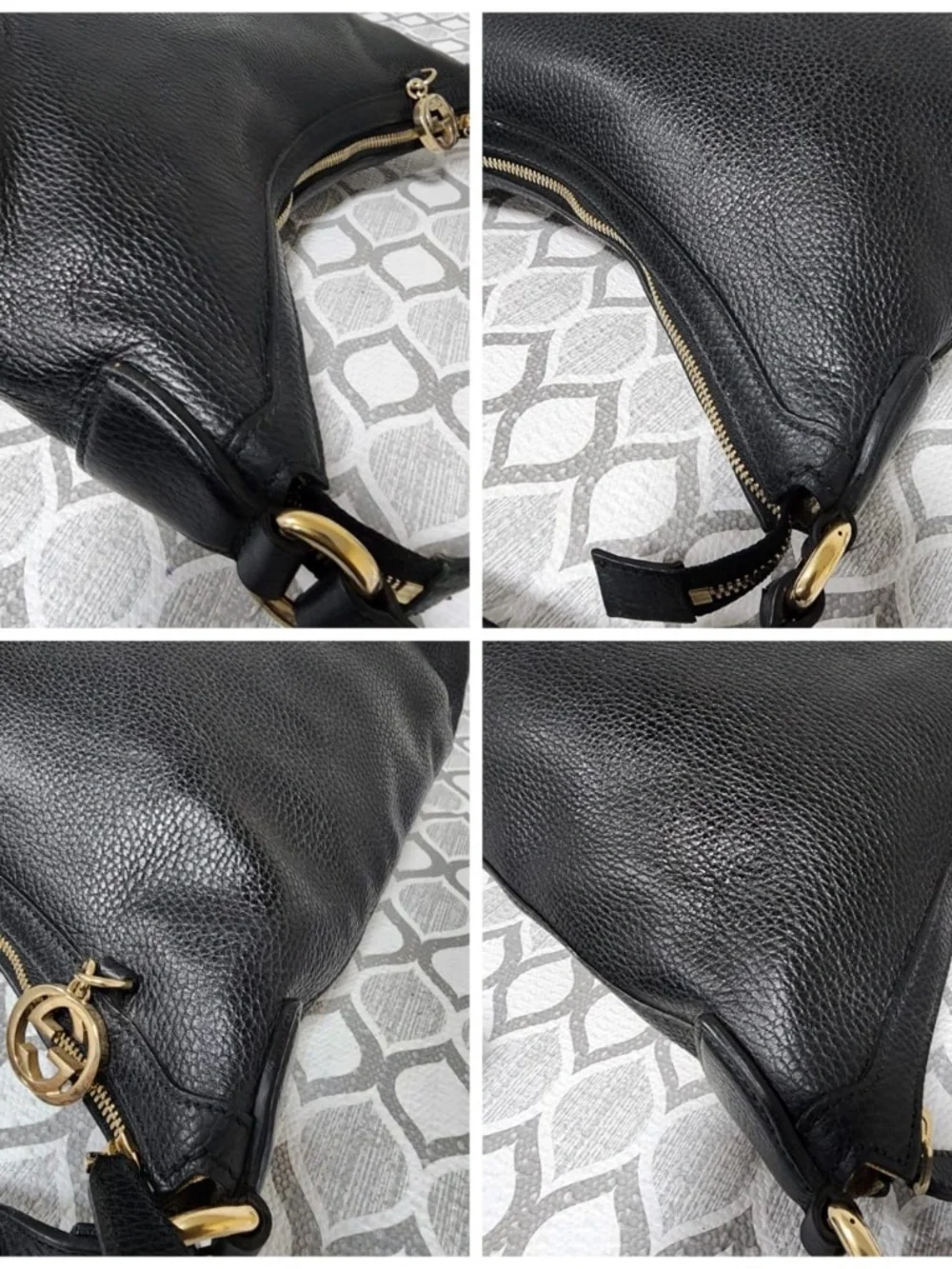 Authentic Gucci Interlocking G Hobo Bag Black